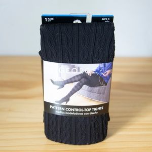 Black Pattern Control-Top Tights, George